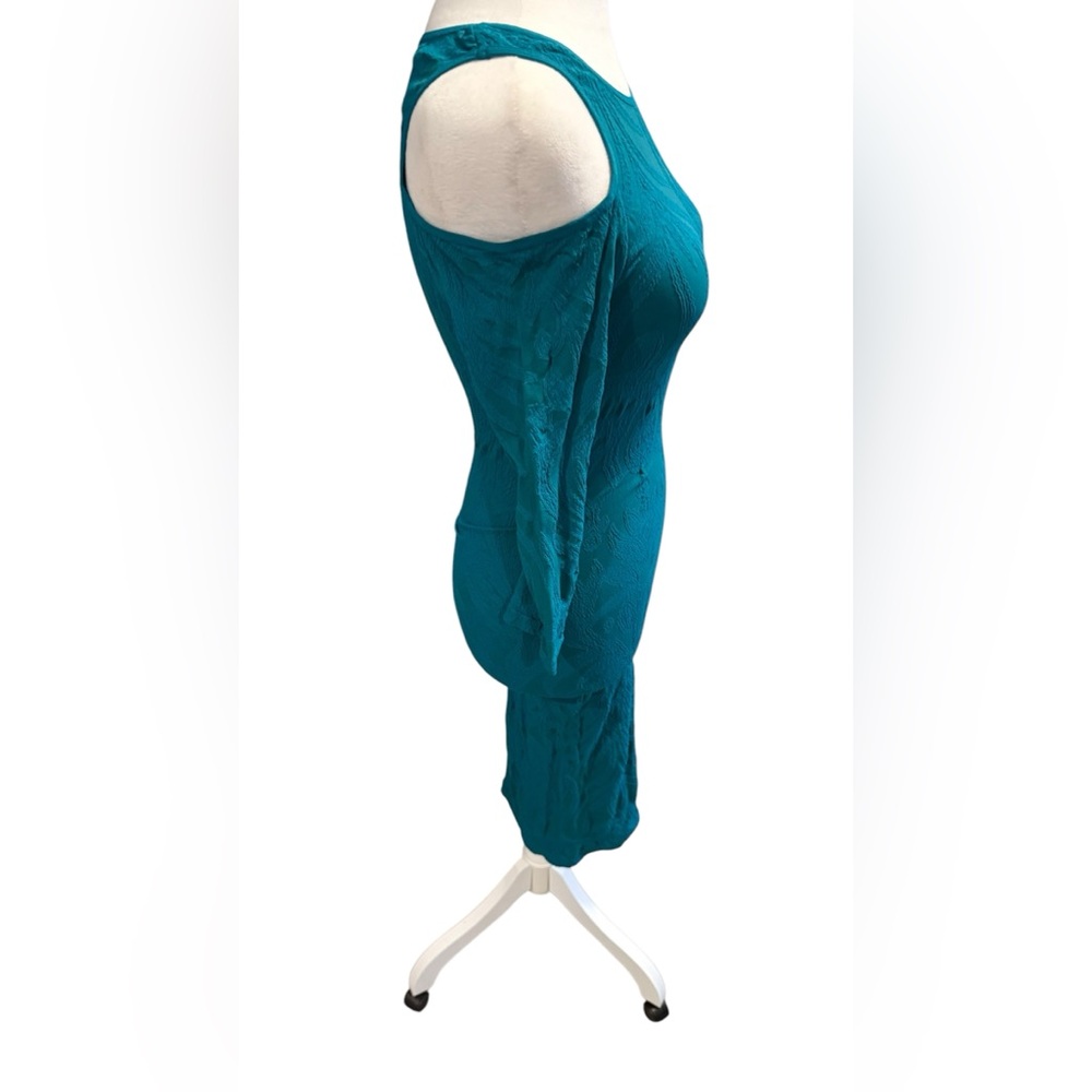 White Hart Cold Shoulder Dress-Deep Lake - Picture 5 of 8